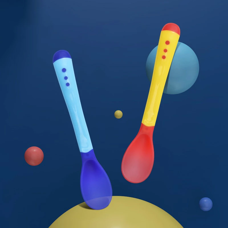 

Силиконовые ложки с датчиком температуры для новорожденных, детские столовые приборы