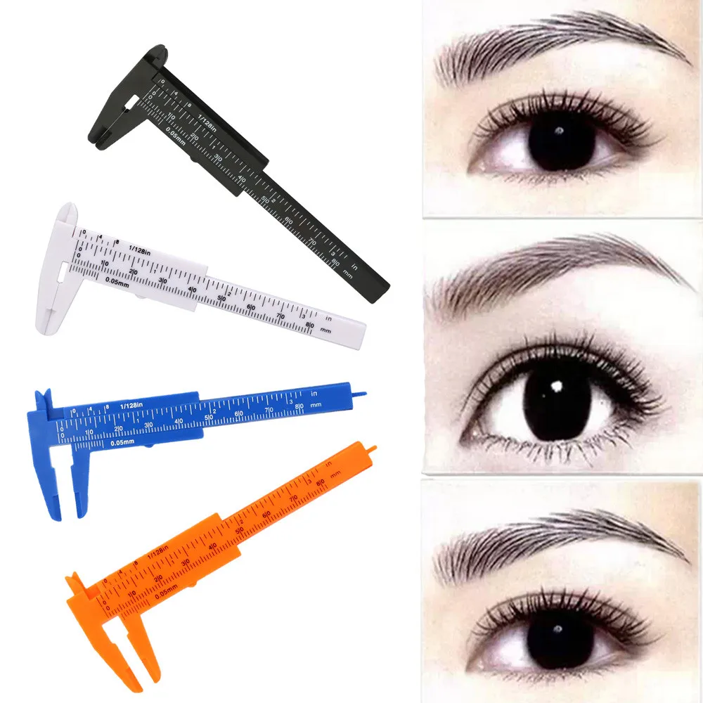 Портативный 80 мм пластиковый измерительный штангенциркуль для бровей микро