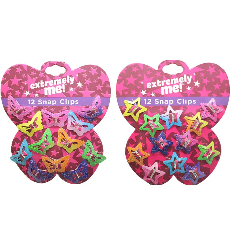 Модная детская заколка-пряжка для волос 12 шт. симпатичная звезда бабочка форма