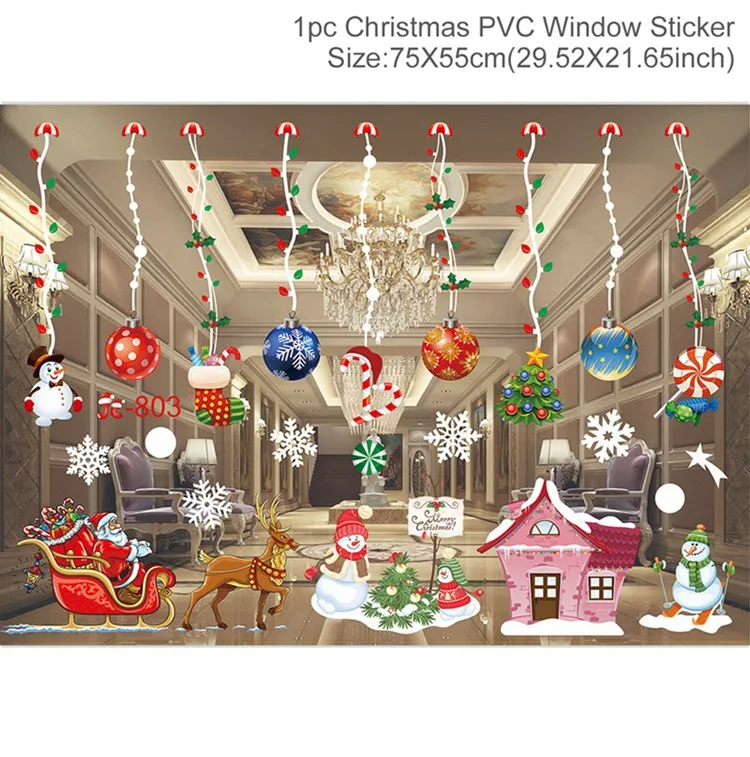 christmas sticker D FENGRISE Рождественское украшение для окна дома рождественские наклейки декор Рождественские украшения Рождественские подарки год - Цвет: christmas sticker D