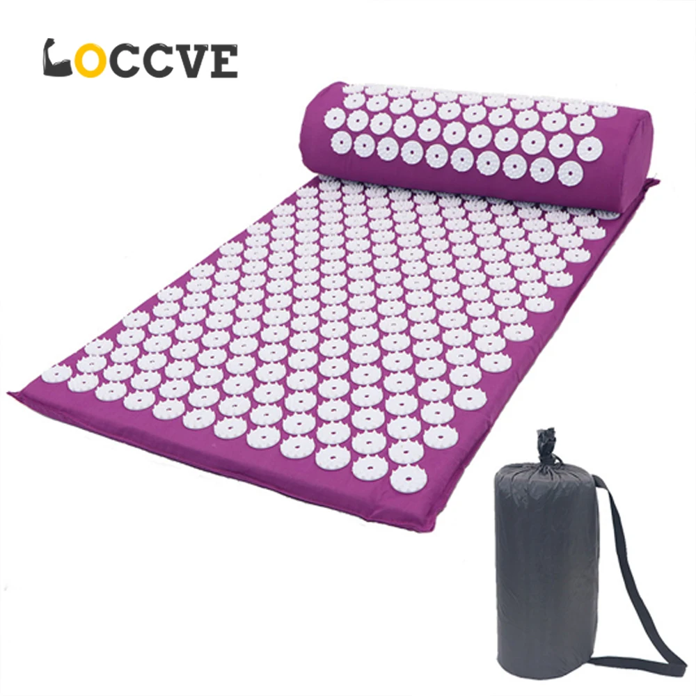 

LOCCVE Massager (appro.67*42cm)Cushion Shakti Mat Acupressure Relieve Back Body Pain Spike Acupuncture Massage Mat with Pillow