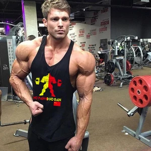 Майка Мужская Спортивная, хлопок, без рукавов, для бодибилдинга, фитнеса