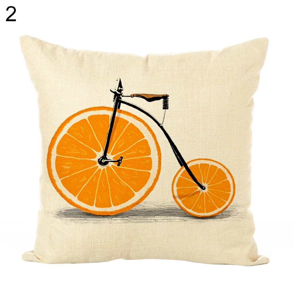 Льняной материал печать фрукты велосипед/автобус печатных наволочка чехол