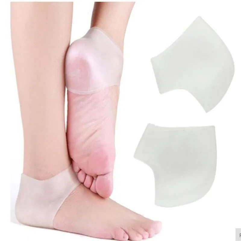Силиконовые защитные стельки для пяток 2 шт. Увлажняющие гелевые тонкие носки без