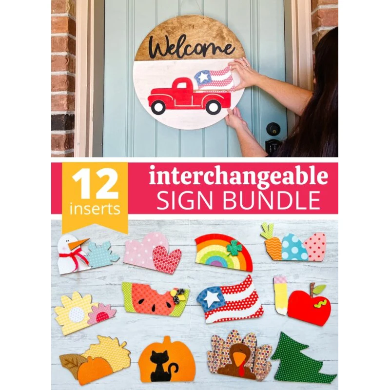 Truck Door Hanger Round Welcome Sign for Front with 12 Interchangeable Inserts Rustic Farmhouse Home Decor JS23 | Дом и сад