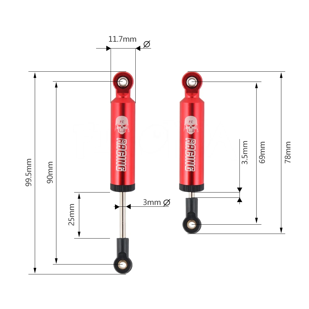 Автомобиль на радиоуправлении 90 мм внутренний пружинный спортивный амортизатор