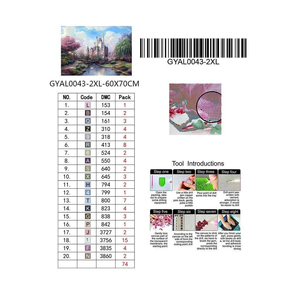 

Rainbow Castle Landscape 5D Resin Painting Home Decoration Cross Stitch Kits Diamond Embroidery Rhinestones Art Gift Decoration