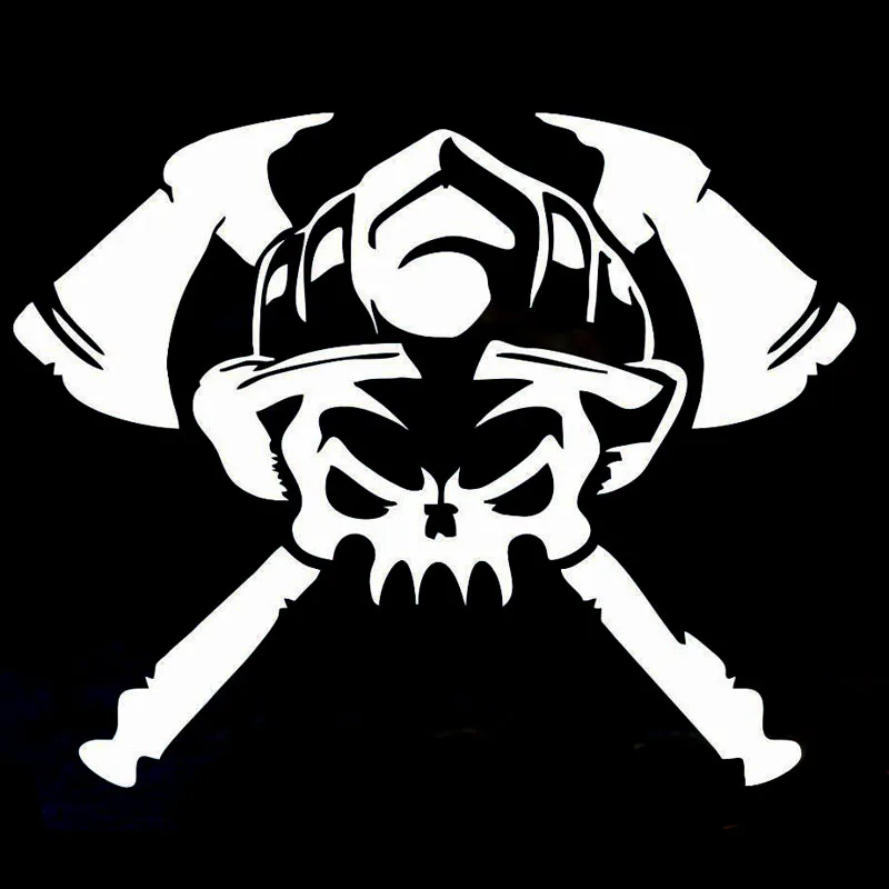 FIRE FIGHTER Skull Helmet Axe Funny Styling Car Sticker Automobiles Motorcycles Exterior Accessories Vinyl Decals | Автомобили и