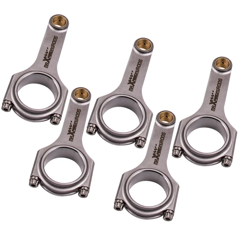 

5Pcs Forged Steel H-Beam Connecting Rods For Audi RS2 2.2L 144mm ConRod ARP 3/8" bolts Connect Rod 600-800HP