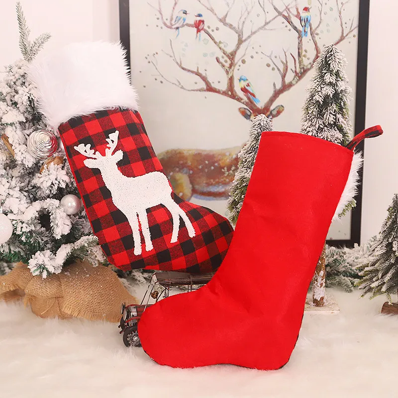 2020 Navidad Plaid Christmas Socks New Year Party Gifts Noel Kerst Ornaments Xmas DIY Natal Decorations for Home Decor | Дом и сад