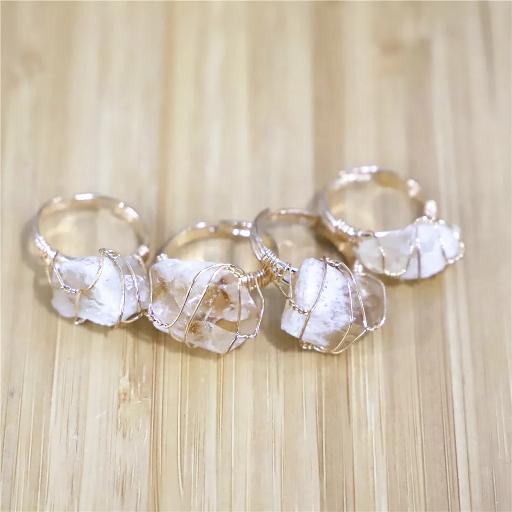 

Кольцо регулируемое из натурального кварца, 6 шт.