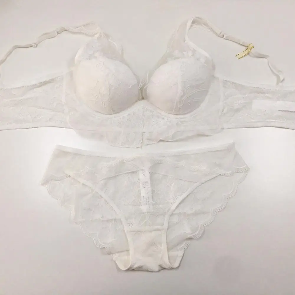 

Women's new thin underwear set Sexy Lace Comfortable Breathable Bra Set Cup gathered breast support Thin sponge with steel ring