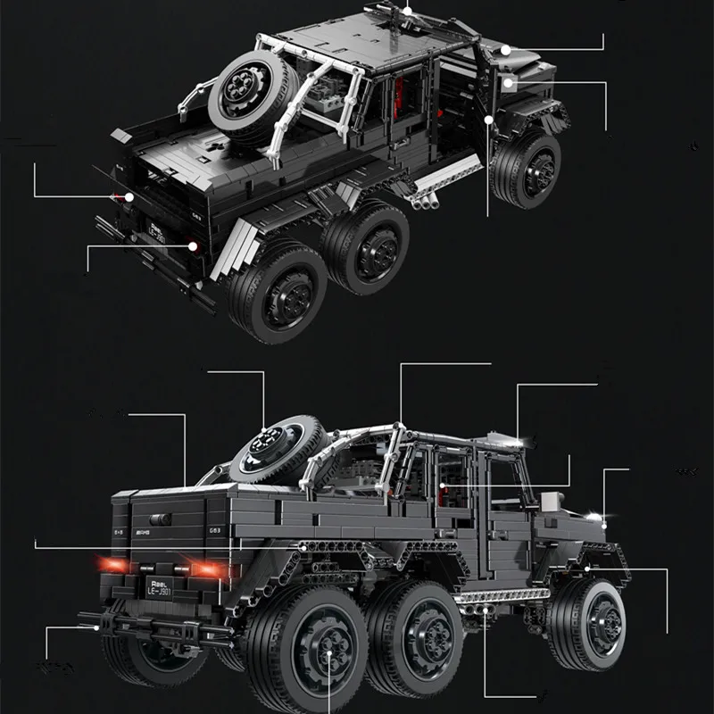 1:8 Высокая имитационная техника автомобиля серии СОВМЕСТИМЫ MOC 2425 G63 AMG пикап SUV 6X6 набор модель строительные блоки кирпичи детские автомобили