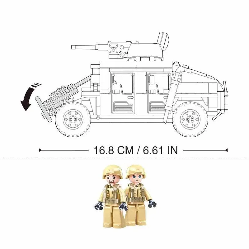 Sluban WW2 Military Hummered H2 H1 Jeeped штурмовая машина Классическая модель детские игрушки