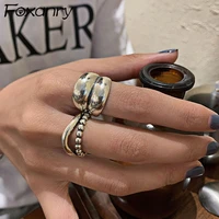 evimi 925 sterling silver punk hiphop rings for women new fashion vintage wave geometric handmade birthday party jewelry gifts