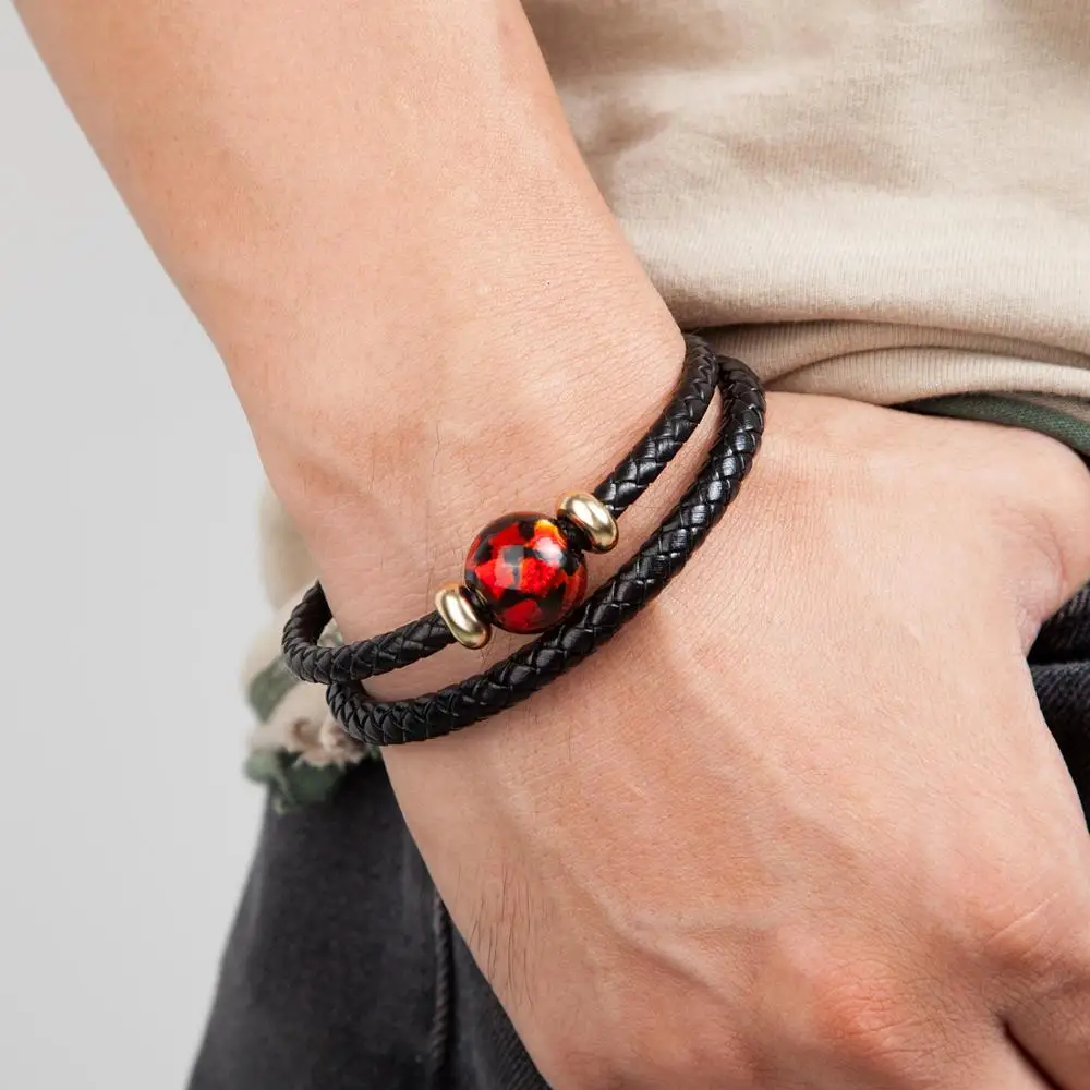 Браслет мужской из натуральной кожи модное ювелирное изделие с натуральным