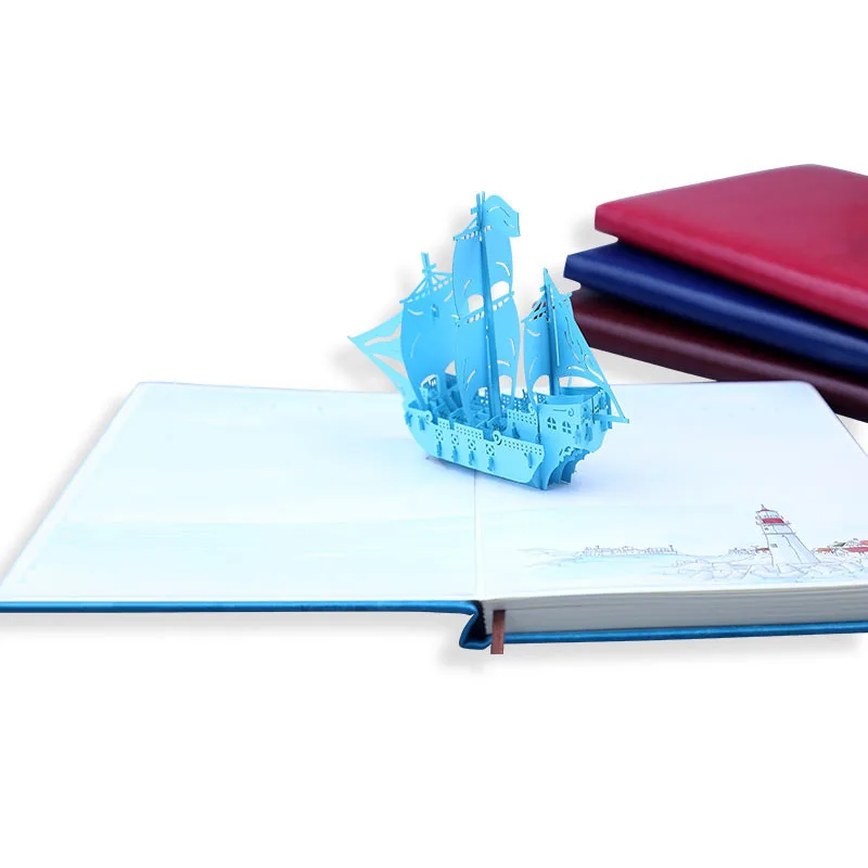 A5 Creative 3D Sailing Boat  Notebook  Notepad Student 3D Diary Book