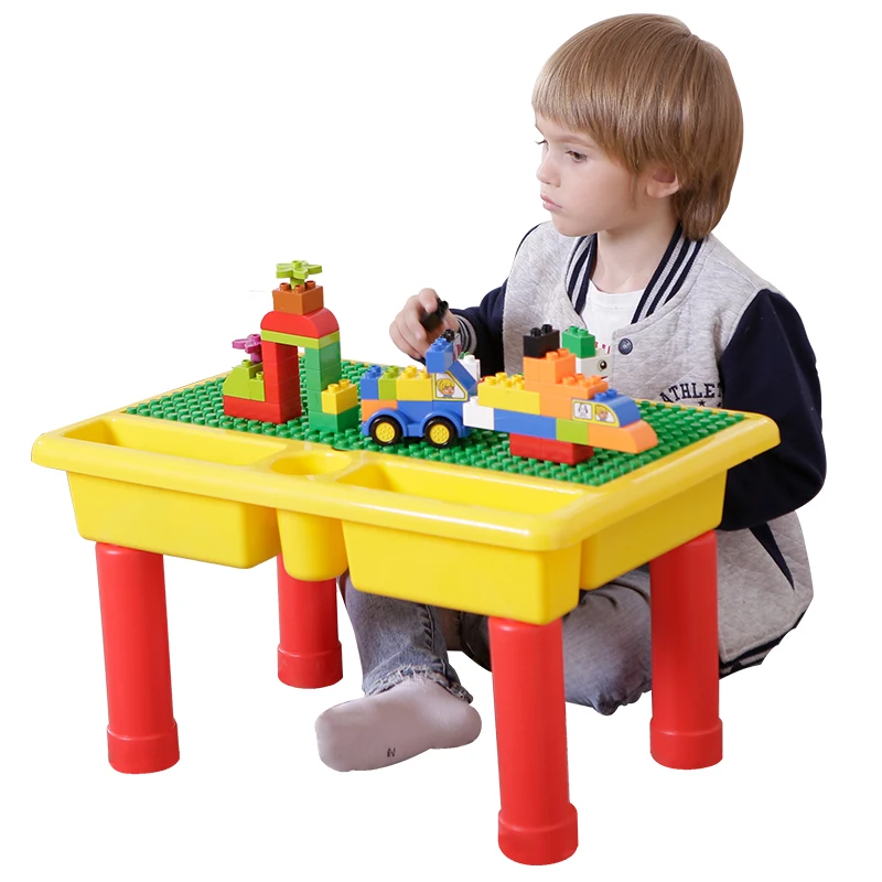

DIY Multifunction Study Desk Table Large Plate Particles Funnel Slide Building Blocks Bricks Childrens Toys