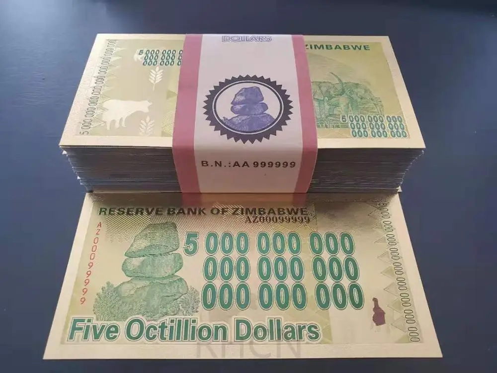 Octillion RH 100 шт., банкноты из вигинтиллиона, зимса, золотого цвета, банкноты из вигинтиллиона для сбора - Цвет: Octillion