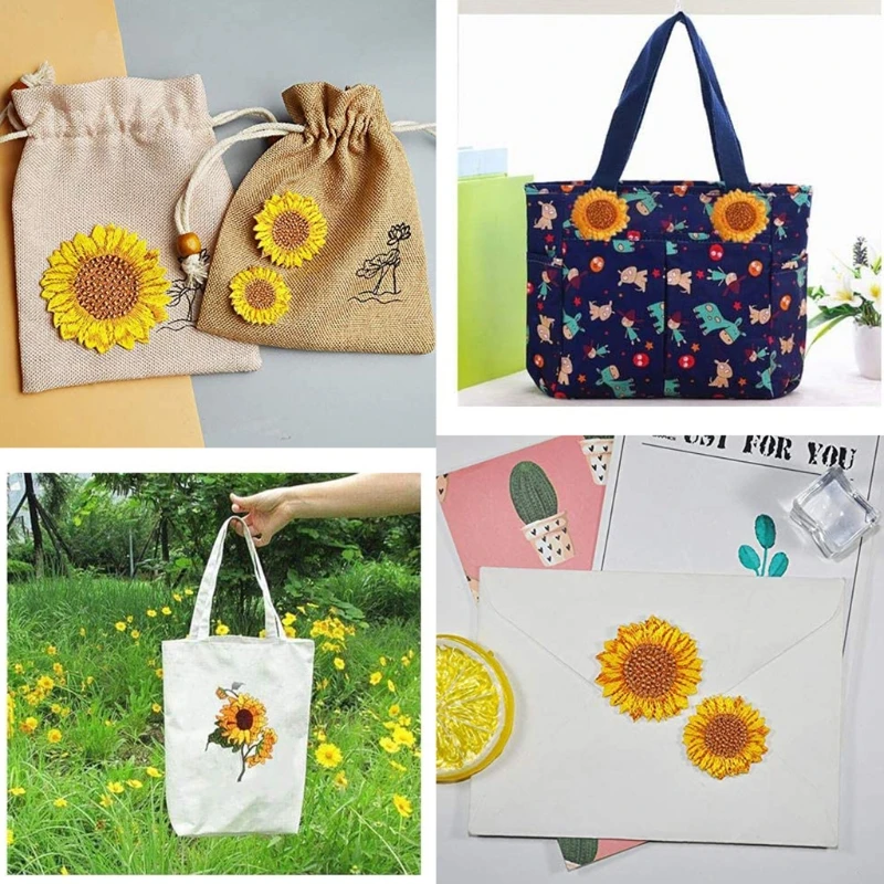 18 штук подсолнечника железные вышивальные патчи с формой и пришить аппликация