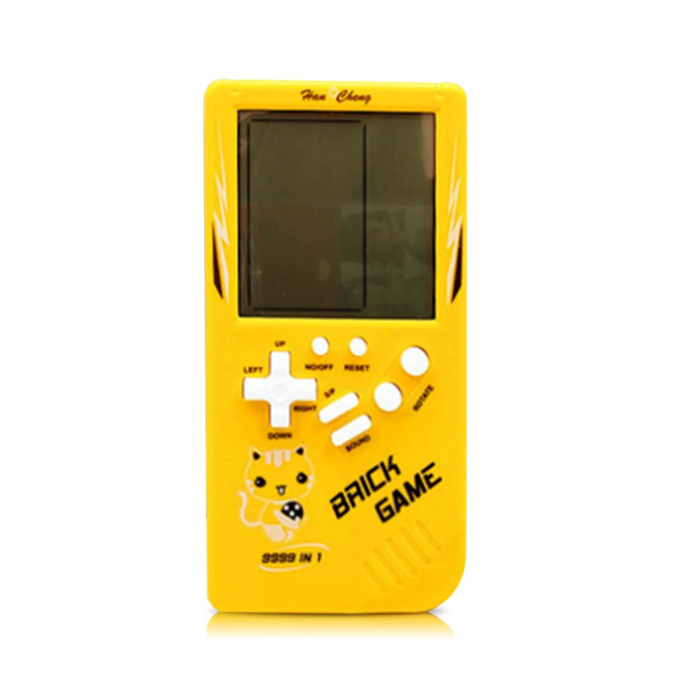 Yellow new Классическая портативная игровая машина тетрис кирпичная игра детская игровая машина игрушка с воспроизведением музыки без батареи - Цвет: Yellow new