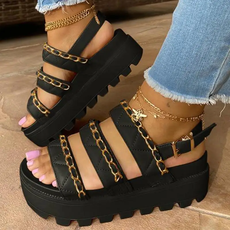

Women Sandals 2021 Fashion Wedge Platform Gladiator Sandals Open Toe Buckle Strappy Sandals Summer Shoes Women Sandalias Mujer