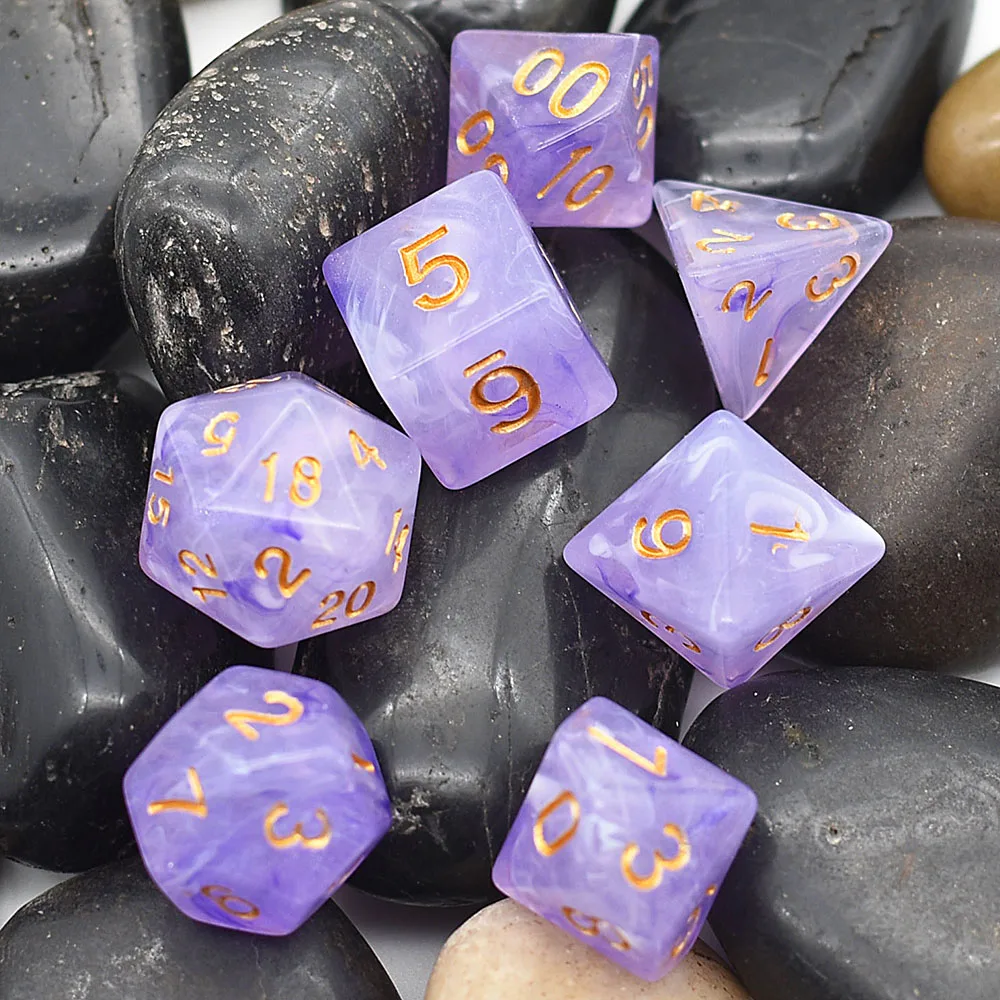 Poludie 7 шт./набор игральные кости DND набор с вихревым золотым шрифтом многогранные D4