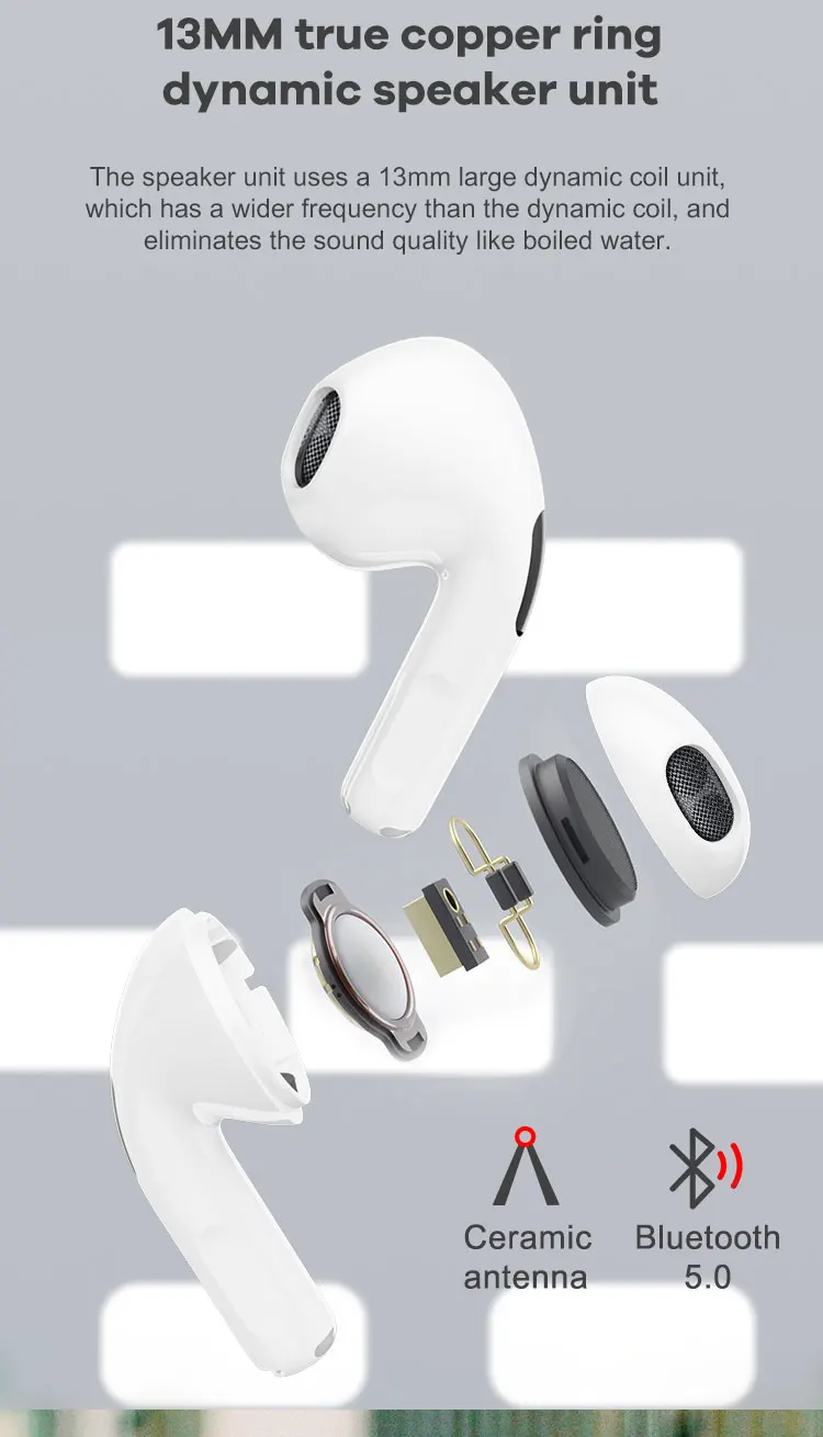 

TWS Pro 5 Headphones, Wireless Bluetooth 5.0, Mini 8D Stereo Bass Noise Canceling Headphones with Microphone for xiaomi HuaWei