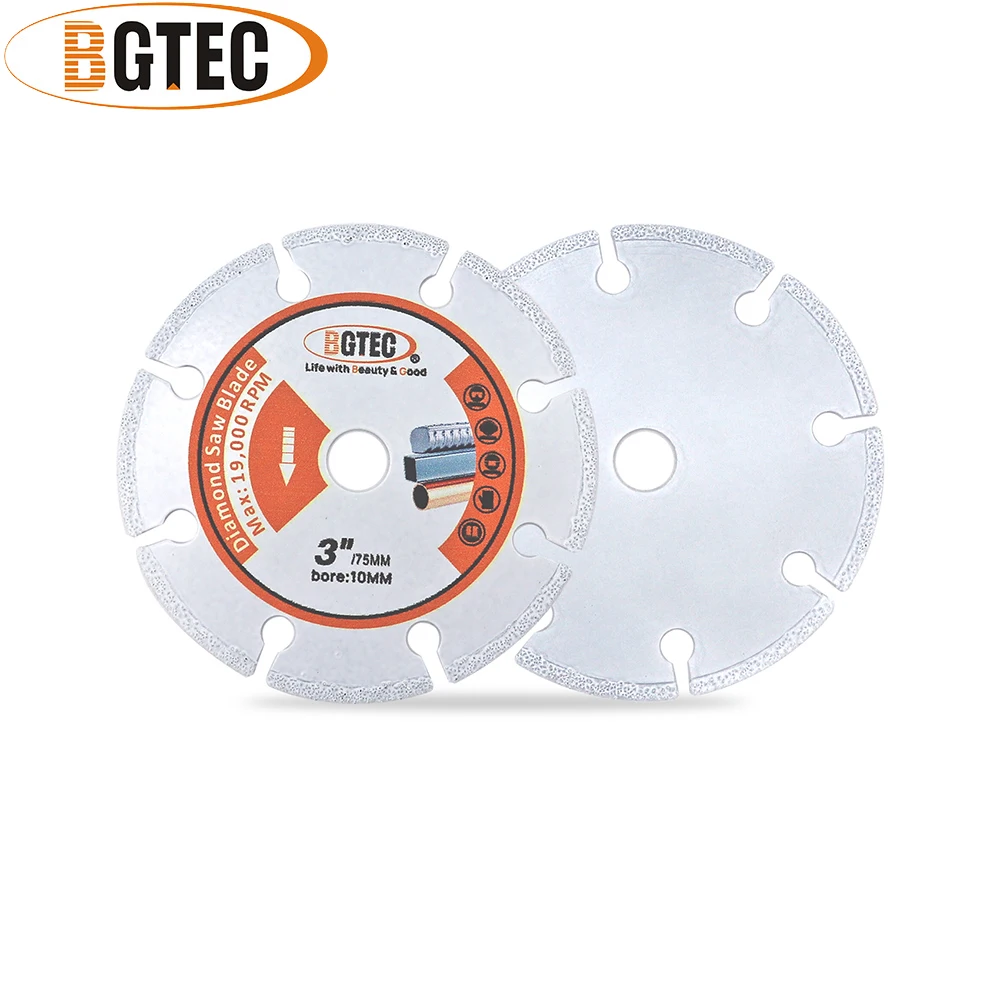 BGTEC 2pcs/set 3inch Cutting Disc Different Purpose Wood Board Rubber Pipe Steel Metal Masonry Concrete Saw Blade Free Shipping - купить по