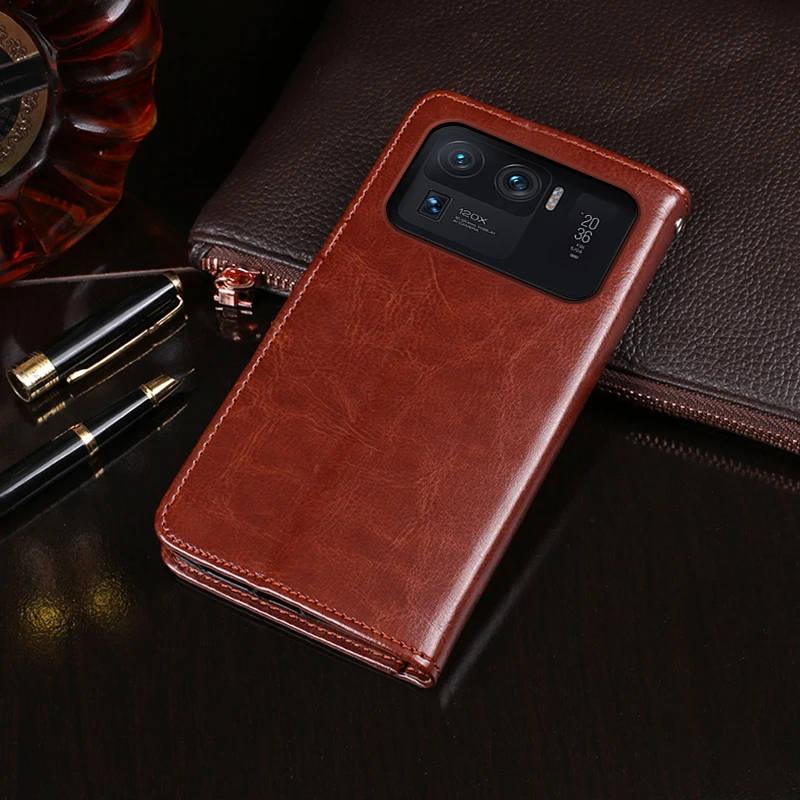 

Чехол-книжка для Xiaomi Mi 11 Ultra, кожаный, с отделением-бумажником