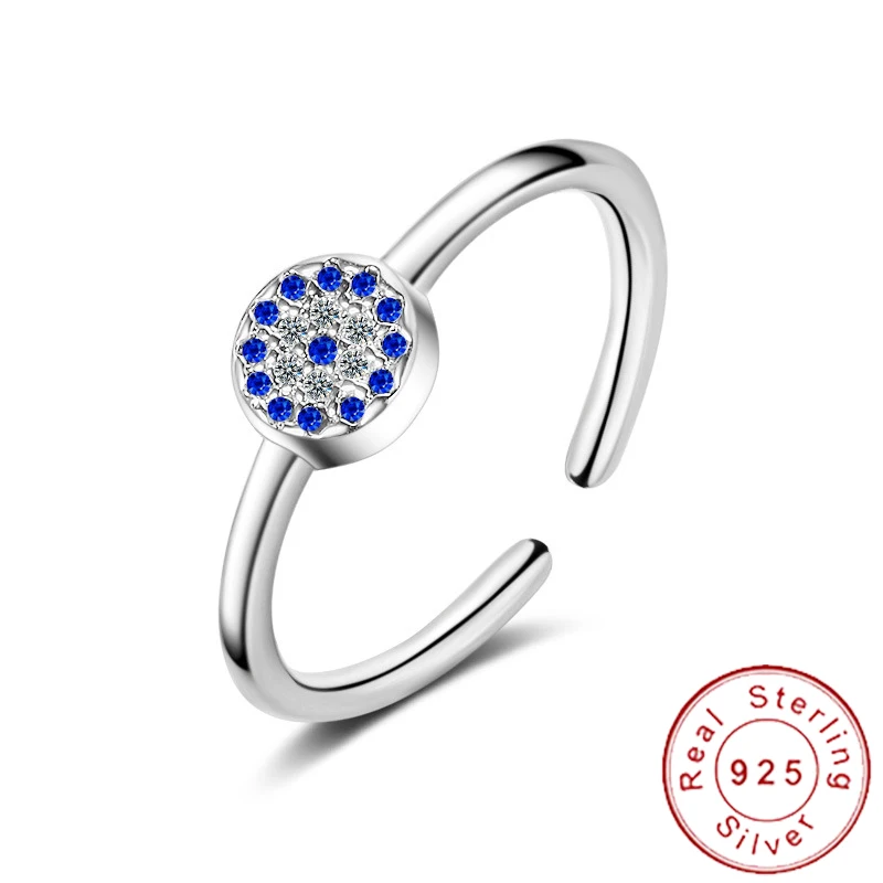 Минималистичное мерное кольцо с голубым турецким глазом Золотое изящное