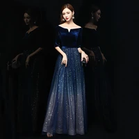 full length chinese sexy off shoulder oriental party female cheongsam stage show qipao dress elegant celebrity banquet dresses