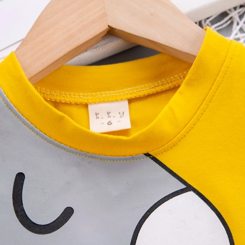 

Summer Boys Clothes Baby Boy Two-pieces Sets Giraffe Printing Pullover T-shirt Top Denim Short Casual Clothing Suit