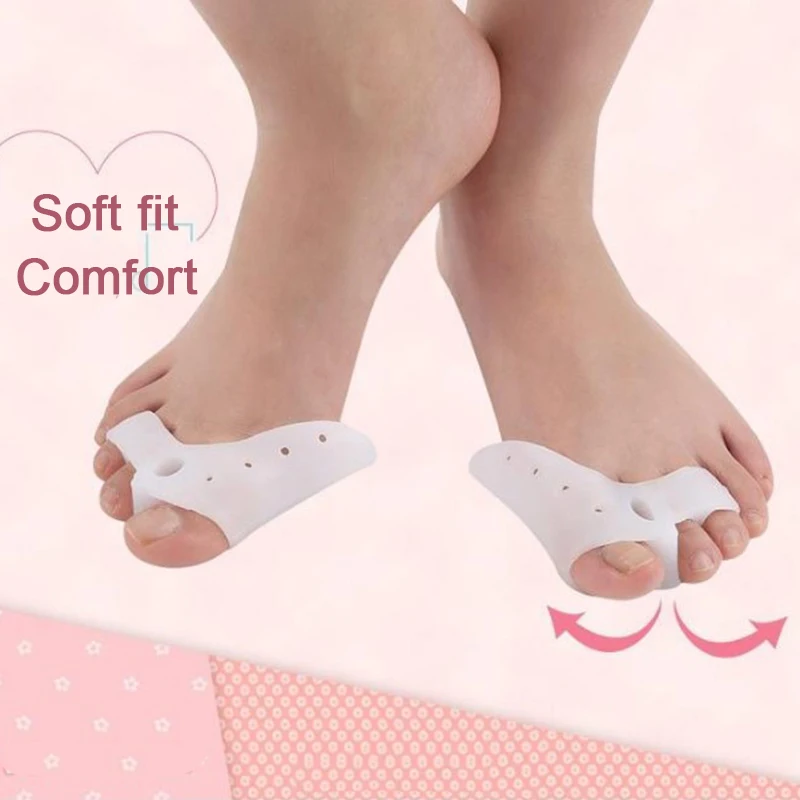 

1Pair Toe Straightener Thumb Valgus Protector Silicone Gel foot finger Separator