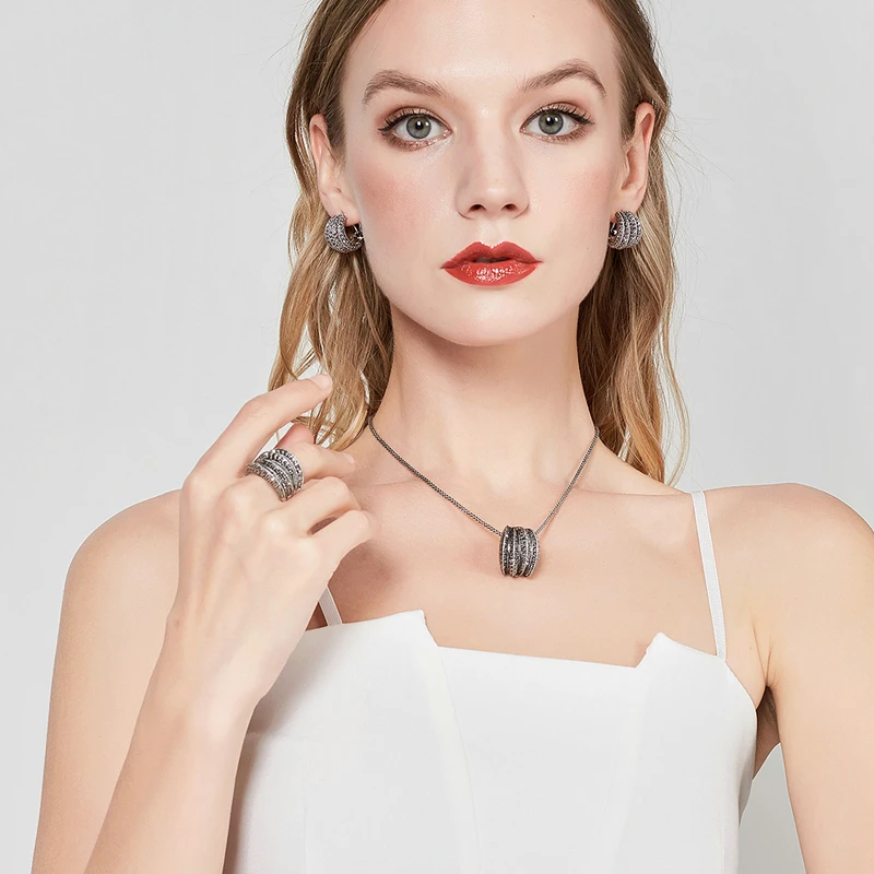 Винтажное ожерелье Mytys с подвеской из черного камня марказита для женщин ретро