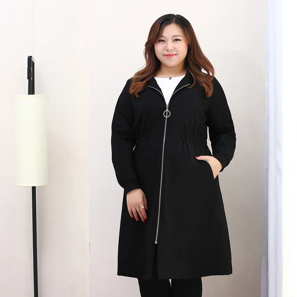 Тренчкот женский зимний с капюшоном батальных размеров 5XL 6XL|Женские плащи и