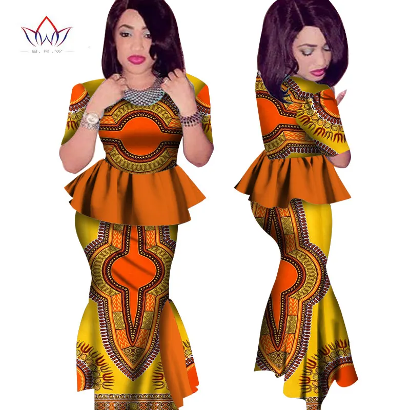 Summer Africa Dashiki African Women Clothing Africa2 Piece For Women Brand Clothing Women Printed O-neck African Skirt Top WY499