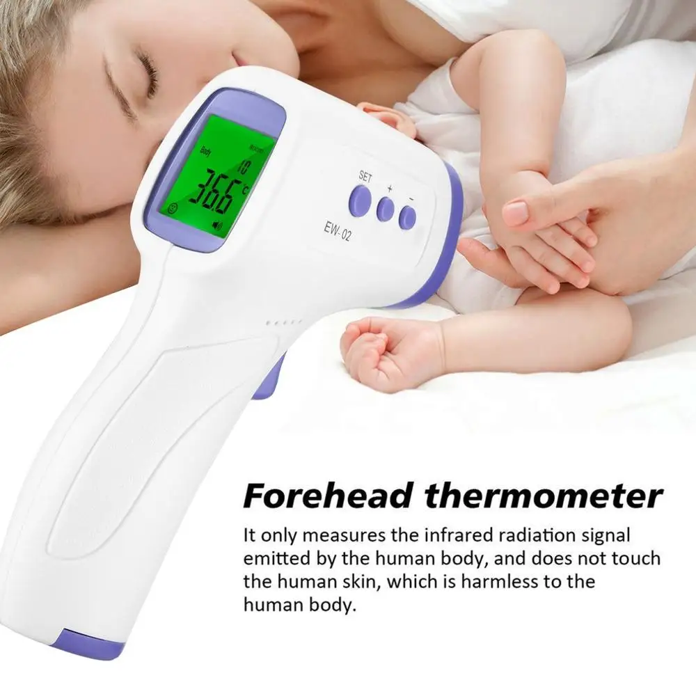 Non-Contact Body Forehead Digital Thermometer Three-Color Backlight Ew-02 Handheld Medical Infrared For Baby Adult |