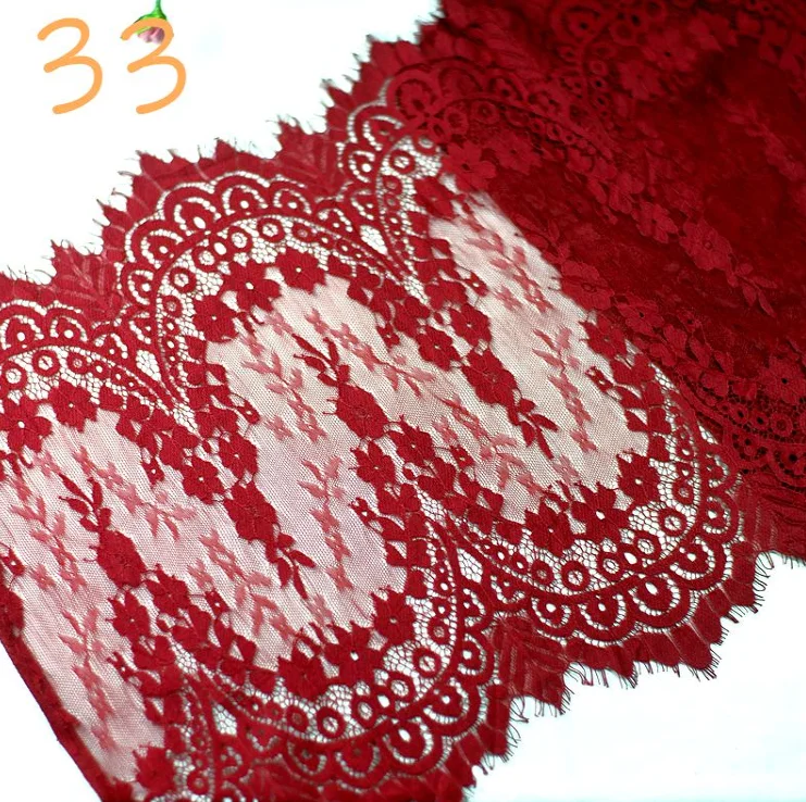 3 Meters 35 CM Width Embroidered Guipure French Eyelash Lace Trim For Lingerie Bra Wedding Dress Sewing Fabric Craft 38 Colors images - 6