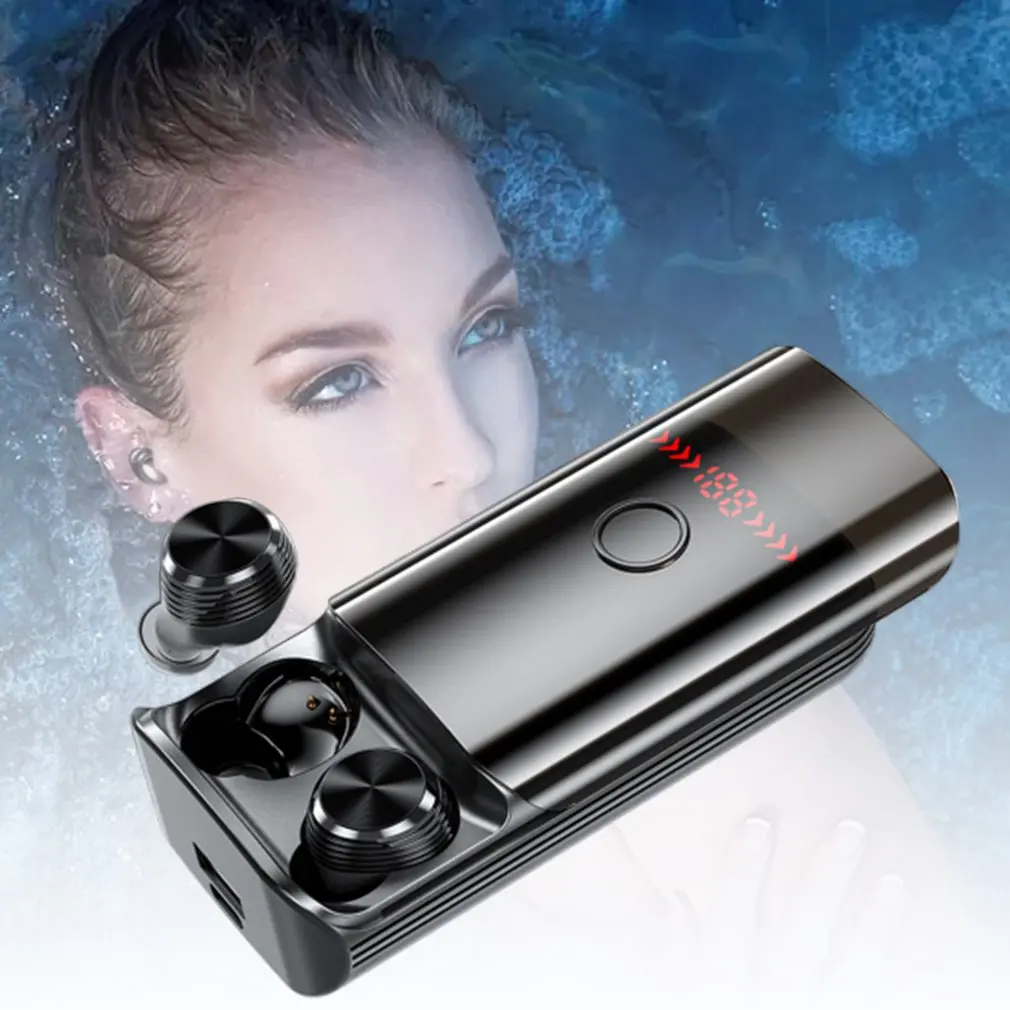 

T10 5372 Durable Headphone Flashlight Mobile Power Function Wireless Sports In-ear Digital Display Headset