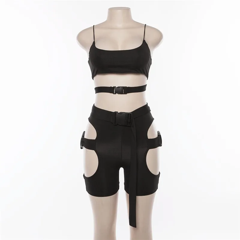 

2020 Summer Fashion New Style Women's Sexy Leisure Suit women suits Sexy Two Piece Set Summer 2pcs Short Set Crop Top and Biker
