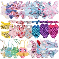 5pcsset doll clothes summer swim clothes flamingo unicorn swimsuit bikni for 18 inch american of girl43cm reborn new born toy