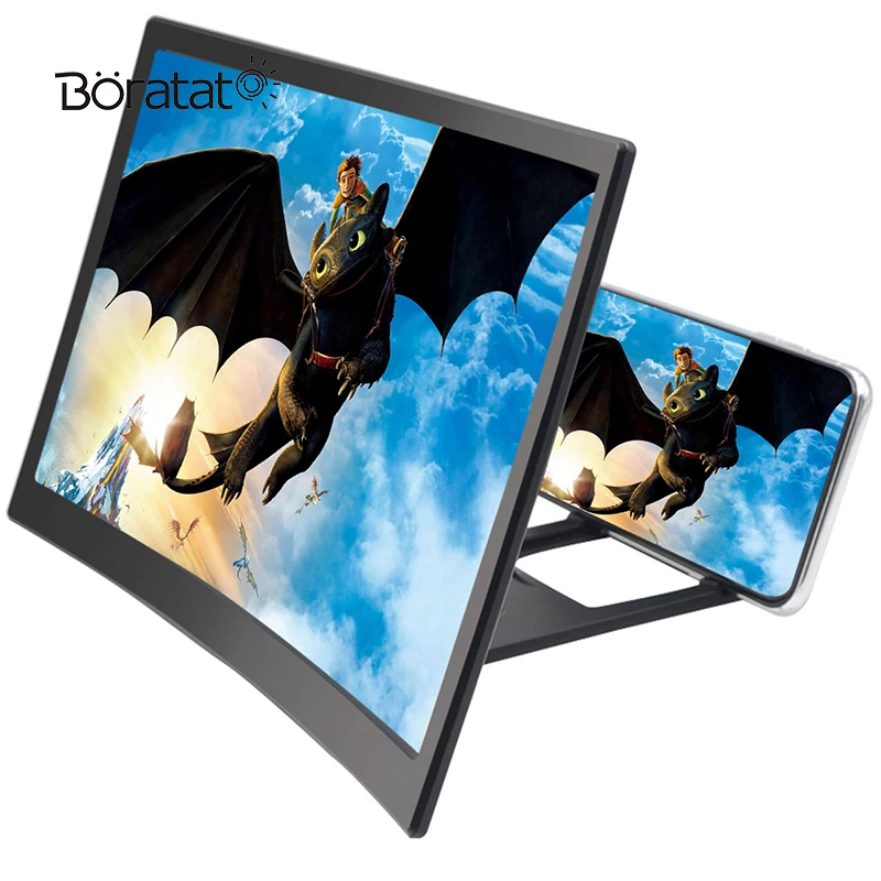 

12Inch Blu-ray Mobile Phone Screen Amplifier 3D HD Curve Movie Videos Magnifier Portable Home Use