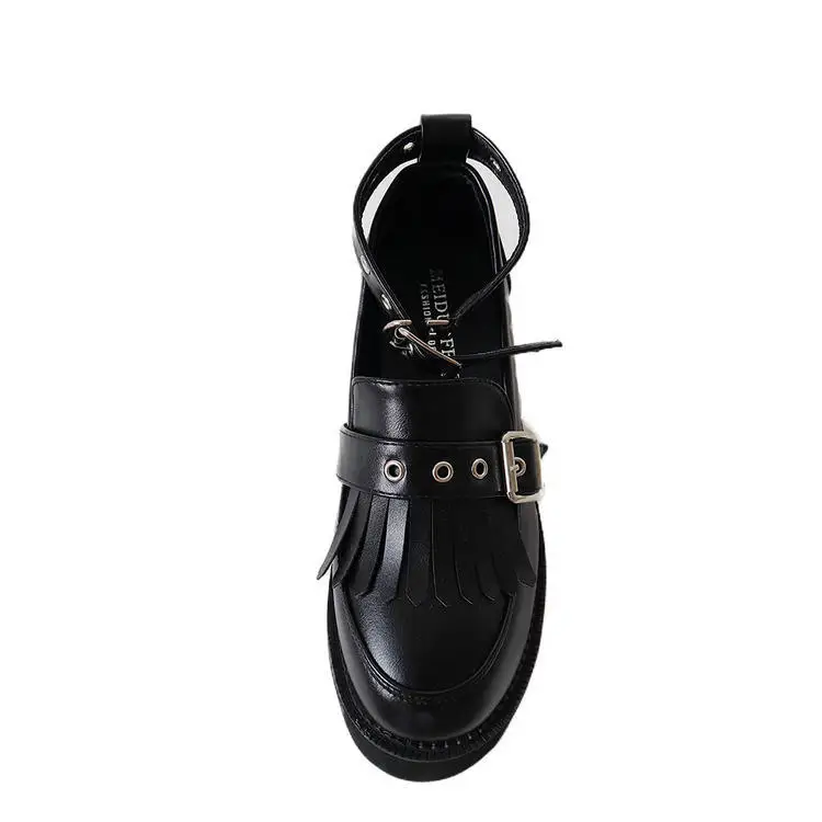

PRETO BRANCO 2020 Autumn New Platform Thick Shoes Tassel Buckle Slanted Heel High Heels Shoes Women Casual Boot JXQ-B598-36