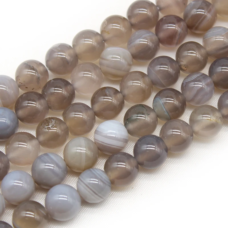 

Natural Grey Striped Onyx Agates Stone Round Loose Spacer Beads Strand 15" 4 6 8 10 12 MM Pick Size For Jewelry Making DIY
