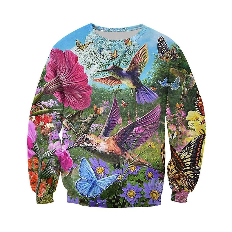 

3D overall printing bird garden Sweatshirt zipper shirt fashion casual Street hip hop Hoodie