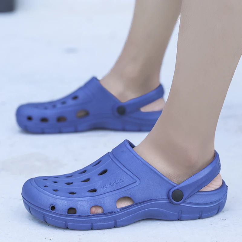 Унисекс хорошее качество 2020 мужские сандалии обувь с прорезями резиновые сабо