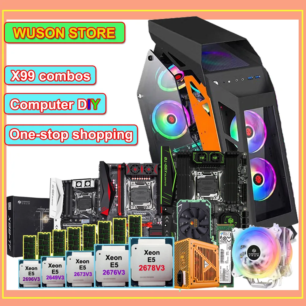 HUANANZHI X99 T8 материнская плата в ПК чехол 512G SSD 600W блок питания Процессор Ксеон E5 2678 V3