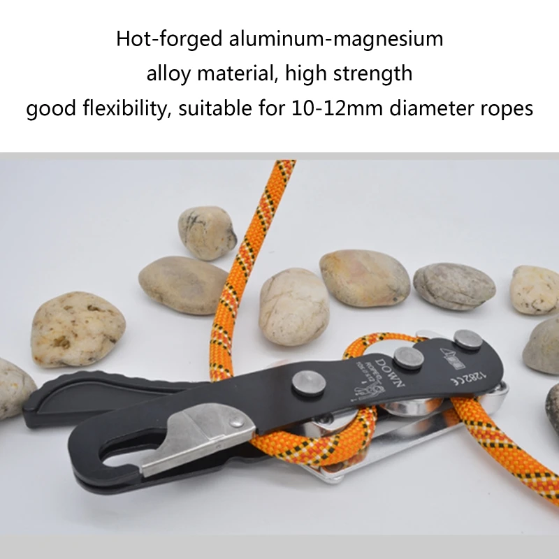 

Professional Rock Climbing Descender Equipment for 8-13mm Rope Self-braking Stop Rope Clamp Grab Rescue Carabiner Belay T4MF