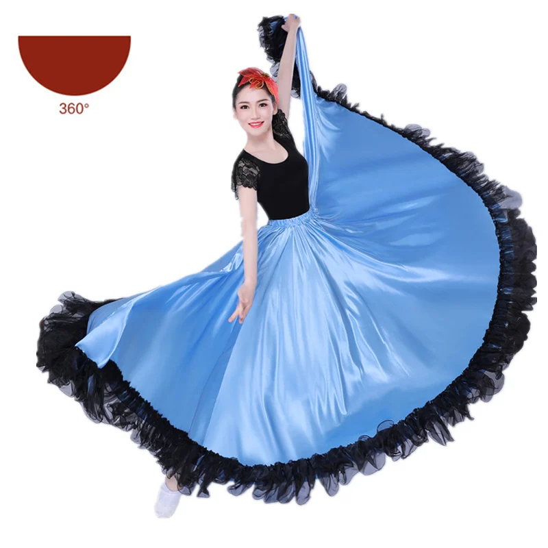 Color4 360 Юбки для фламенко, испанское платье для женщин, танцевальные костюмы, Цыганская юбка-свинг, для хора, сцены, испанская коррида, большой танец - Цвет: Color4 360